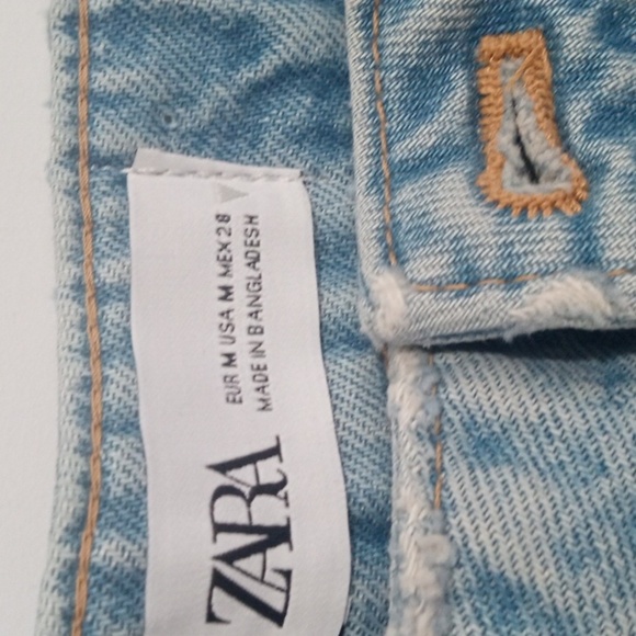 ZARA DENIM SKIRT CAMI STRAP RAW EDGE CROP TOP SIZE MEDIUM NWT - Picture 6 of 6